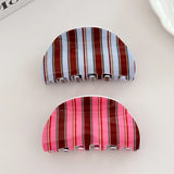 Daiiibabyyy  Blue Coffee Color Pink Stripe Hair Claw Clip Classic Casual Style Hair Claw Clips Acrylic Hair Accessories for Women Girls