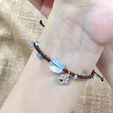 Daiiibabyyy  Simple Resin Kitten Handwoven Rope Bracelet for Women Unisex Resin Animal Cat Braided Bracelet Lovers Friendship Jewelry Gifts