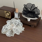 Daiiibabyyy  2Pcs Lace Fan-shaped Bow Headband Fashionable Tie Hair Accessory Retro Elegant Daily Versatile Hair Accessory Girl Headband