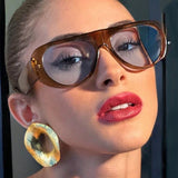 DAIIIBABYYY  -  Retro Large Sunglasses for Women Fashionable Wide Legs New Large Frame Sunglasses Gradient Color Personalized Glasses Goggles