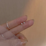 Daiiibabyyy 925 Silver Needle Shiny Zircon Stud Earrings Women  Style Cute Sweet Jewelry Accessories  Simple Fashion Jewelry Accessories