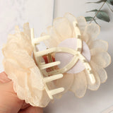 Daiiibabyyy  Fabric Flower Hair Claw Clips for Women Girls Yarn Flowers Ponytail Holder Hair Clamps Barrette Fashion Plastic Hair Clip