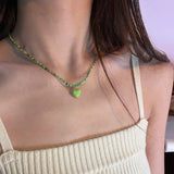 DAIIIBABYYY  -  Y2K Glass Butterfly Pendant Pearl Beads Necklace for Women Korean Fashion Kpop Rhinestone Clavicle Choker Jewelry