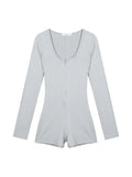 DAIIIBABYYY  -  Hot Girls Grey Skinny Long-sleeved Jumpsuit Women's Spring Fitness Sports Casual High Waist Wrap Hip Jumpsuit Female Clothes