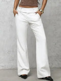 Daiiibabyyy  Spring Women's Clothing High Waist Wide Leg Pants For Woman Flowy Slimming Casual Trousers Polyester Full Length Elegant