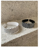 Daiiibabyyy  French Polka Dot Daily Acetate Wide Headband Black White Minimalist Fashion Y2K Ins Niche Sweet Cute Women Hair Accessories
