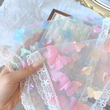 DAIIIBABYYY  -  Super Fairy Seaside French Lace Colored Butterfly Triangular Headscarf Female Bag Head Photo Tied Hair Silk Scarf Mesh Headband