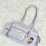 Daiiibabyyy  Sweet One Shoulder Tote Ita Bag Women's Fashionable Versatile Y2k Multi Style Large Capacity Transparent Outer Bag Crossbody Bag