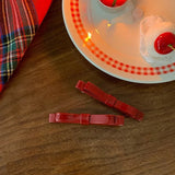 DAIIIBABYYY  -  Retro New Year's red bow hairpin simple temperament one-word hairpin female bangs broken duck bill clip hairpin Hair accessories