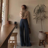 DAIIIBABYYY  -  Elegant Wide Leg Pants Women Fashion Streetwear Pleated Black Suit Pants Office Ladies Korean Baggy Straight Trousers New