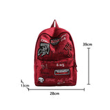 Daiiibabyyy  Gothic Rock Backpack For Men And Women Large Capacity Canvas Casual Backpack With Metal & Patchwork Accents for Daily Use
