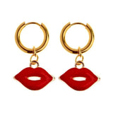 Daiiibabyyy  Personality Jewelry Accessories Enamel Fish Earrings Lip Alloy Charms Ear Buckle Dripping Oil Starfish Hoop Earrings Girls