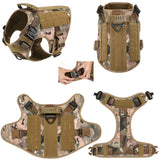 Daiiibabyyy Military MOLLE Tactical Dog Harness Leash Set Metal Buckle Pet Training Vest for Big Dogs German Shepherd Malinois Labrador