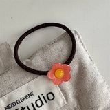 DAIIIBABYYY  -  Korean Style Acetate Fresh Girl's Age-Reducing Color-Blocking Flower Hair Band Ball Hair Tie Hair Band New Rubber Band