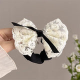 Daiiibabyyy  2pcs new lace bow large intestine hair ring cute hairband rubber band head accessory