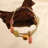 Daiiibabyyy  Delicate Natural Stone Crystal Beads CZ Zircon Ball Lock Butterfly Strand Bracelets for Women 14K Real Gold Plated Copper