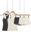 DAIIIBABYYY  -  Hot Girl Pure Lust Style Silvered Polka Dot Camisole + Summer High Waist Wrapped Hip Anti-exposure Short Culottes Two-piece Set