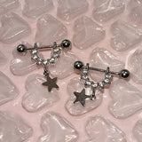 Daiiibabyyy  Personality Design Zircon Star Piercing Stud Earrings for Women Punk Style Fashion Hip Hop Rock Earring Jewelry Accessory Gift