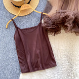Daiiibabyyy  New Korean 2 Piece Sets See Through Ruffled Cropped Blouse + Sexy Solid Vest Suit Roupas Femme Fashion Solid Color Y2k Outfits