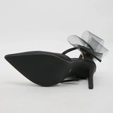 Daiiibabyyy  New Sexy Thin High Heels Buckle Strap Women Pumps Fashion Mesh Butterfly-knot Pointed Toe Wedding Banquet Shoes