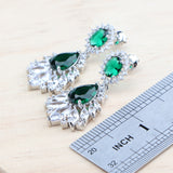 Daiiibabyyy 925 Sterling Silver Jewelry Sets For Women Green Zircon Bracelets Earrings Rings Pendant Wedding Necklace