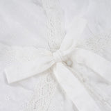 Daiiibabyyy  Sweet Prairie Chic Solid Lace Patchwork V Neck Short Sleeve All Match Women Shirt
