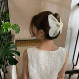 Daiiibabyyy  Fashion Mesh Tulle Butterfly Grab Clip Elegant Decorative Hair Claw White Crystal Hairclip Women's Back of Head Clamp Headwear