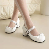DAIIIBABYYY  -  Fashionable High heels Women's Mary Jane Shoes Buckle Sweet butterfly knot Single Shoes JK uniform Shoes Large size 48