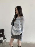 DAIIIBABYYY  -  Fairycore Style Fake Two Piece Halter T Shirt Women Long Sleeve Design Elegant Korean Fashion Patchwork Tee Shirt Femme