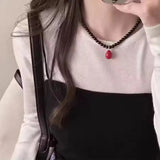 Daiiibabyyy  Gothic Exaggerated Large Butterfly Pendant Choker Cross Star Red Bead Necklace For Women Halloween Grunge Jewelry Accessories