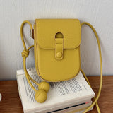 Daiiibabyyy  Luxury Brand Mini Yellow Crossbody Bag for Women Soft PU Leather Shoulder Purse Fashion Cell Phone Flap Pocket Ladies Accessory