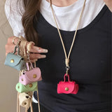 DAIIIBABYYY  -  New Y2K Retro Cute Small Leather Bag Long Necklace for Women Fashion Sweater Chain Neck Hanging Jewelry Versatile Accessory Gift
