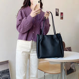 Daiiibabyyy Autumn New Brand Design Solid Color Pu Leather Large Capacity Tote Bag High Quality OL Commuter Shoulder Bag Bolsa Feminina