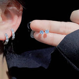 Daiiibabyyy  4Pcs/Set Silver Color Zircon Round Hoop Earrings for Women Exquisite Simple Metal Small Circle Huggie Earrings Jewelry Gifts