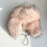 Daiiibabyyy  Imitation Raccoon Fur Thunderbolt Hats Women Winter Padded Thickened Ear Protection Caps Y2K Sexy Plush Ski Cap Outdoor Riding
