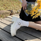 Daiiibabyyy  New Women's Round Toe Chunky Platform Mid Heel Pumps Low Cut Buckle Strap Casual Fashion Shoes for Plus Size High Heels