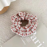 DAIIIBABYYY  -  New Year Red Hair Ropes Ties White Plaid Scrunchies College Girls Christmas Ponytail Holder Hairbands Women Hair Accessories