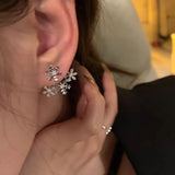 Daiiibabyyy  Niche Snowflake Geometric Two-wear Style Ear Studs For Women Christmas Cool Fashion Jewelry Creative Gifts