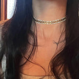 Daiiibabyyy  Vintage Metal Cross Ribbed Clavicle Chain Sparkling Rhinestone Choker for Women Party Bondi Fashion Necklace Jewelry