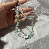 DAIIIBABYYY  -  Korean Crystal Flower Love Pendant Necklace for Women Trendy Beaded Choker Necklace Y2K Jewelry Accessories