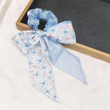 DAIIIBABYYY  -  Printed Bow Hair Rope Elegant Ribbon Ponytail Hair Band For Women Sweet Rubber Band Hair Ring Fashion Headdress Hair Accessories