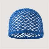 Daiiibabyyy  Women Breathable Mesh Cotton Hat Thin Solid Color Hollow Out Handmade Hat Versatile Fashion Crochet Cap for Spring Summer
