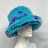 Daiiibabyyy  y2k Fluffy Faux Fur Bucket Hat Women Rabbit Fur Warm Thick Plush Winter Hat Lady Luxury Fashion Furry Panama Fisherman Cap