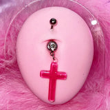 Daiiibabyyy  Punk Aesthetic Acrylic Cross Navel Bell Button Rings Sexy Accessories Body Piercing Goth Egirl Body Jewelry Fashion Navel Rings