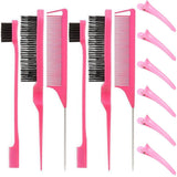 Daiiibabyyy  12-Piece Set of Three-Row Detangling Combs, Steel Needle Long Tail Combs, Eyebrow Brushes, Highlighting Combs, Hair Styling Tools for Creating Hairstyles