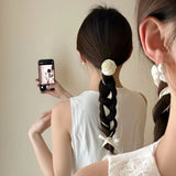 Daiiibabyyy  Girl's New Hair Tie  Sweet Style Rose Sweet Flower One-piece Braided Hair Tool Girl's Hair Band Neck Tie Necklace Hair Accessory