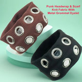 DAIIIBABYYY  -  Punk Fashion Hollowed Out Eyelets wide Headband Metal Rock Elastic Headband Rock Steampunk Headbands for Women Hair Accessories
