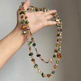Daiiibabyyy  Double Layers Necklace Bohemian Colorful Beaded Necklace Bohemian Necklace Stackable For Beach Daily Wear Festival