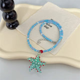 DAIIIBABYYY  -  Colorful Glazed Fish Pendant Necklace Glass Beads Necklace Cute Marine Animal Jewelry Summer Gift