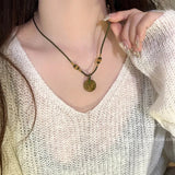 DAIIIBABYYY  -  National Style Color Beads Butterflies Necklace Female Temperament Thin Rope Collarbone Chain Adjustable Chain Jewelry